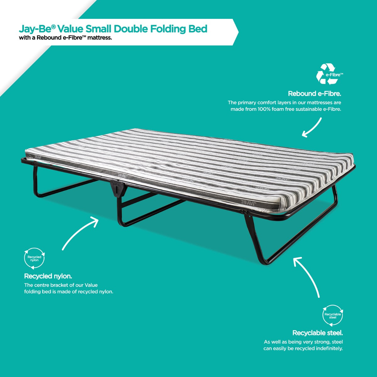 Jay-Be Value Folding Bed with Rebound e-Fibre Mattress - 4ft