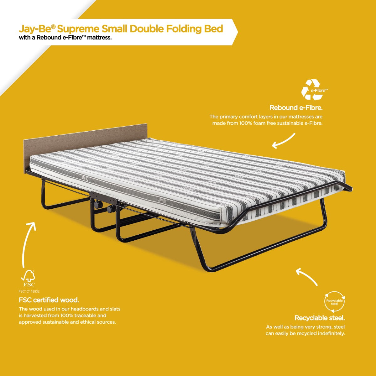 Jay-Be Supreme 4ft Automatic Folding Bed with Rebound e-Fibre Mattress