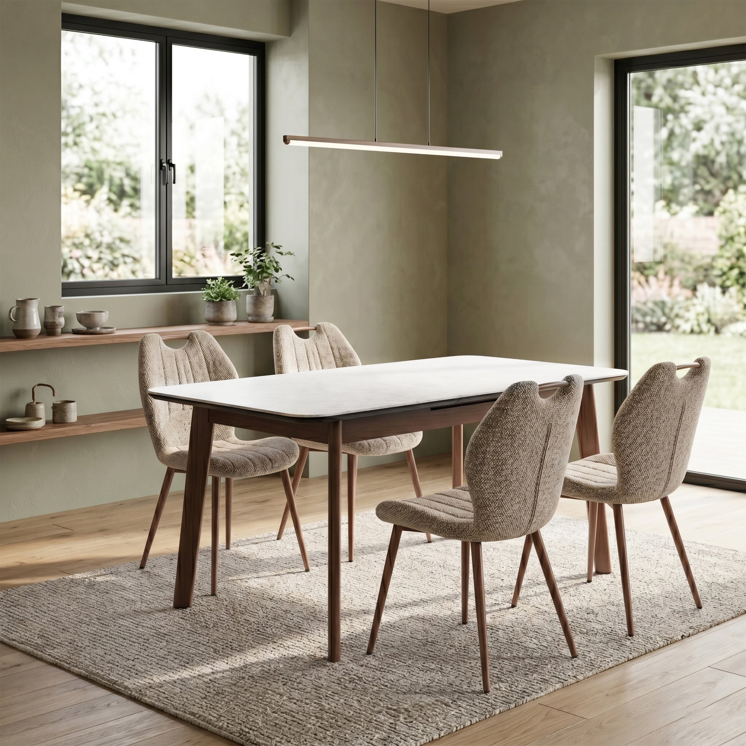 Turin Sintered Stone Extension Dining Table Walnut