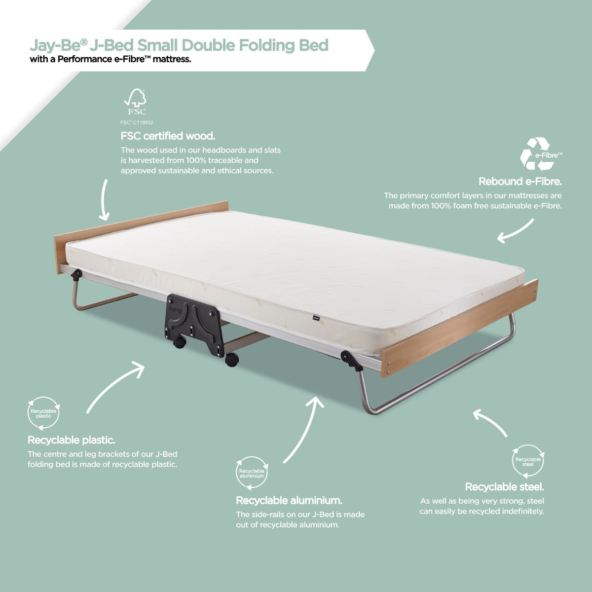 Jay-Be J-Bed Folding Bed with Performance e-Fibre Mattress - 4ft