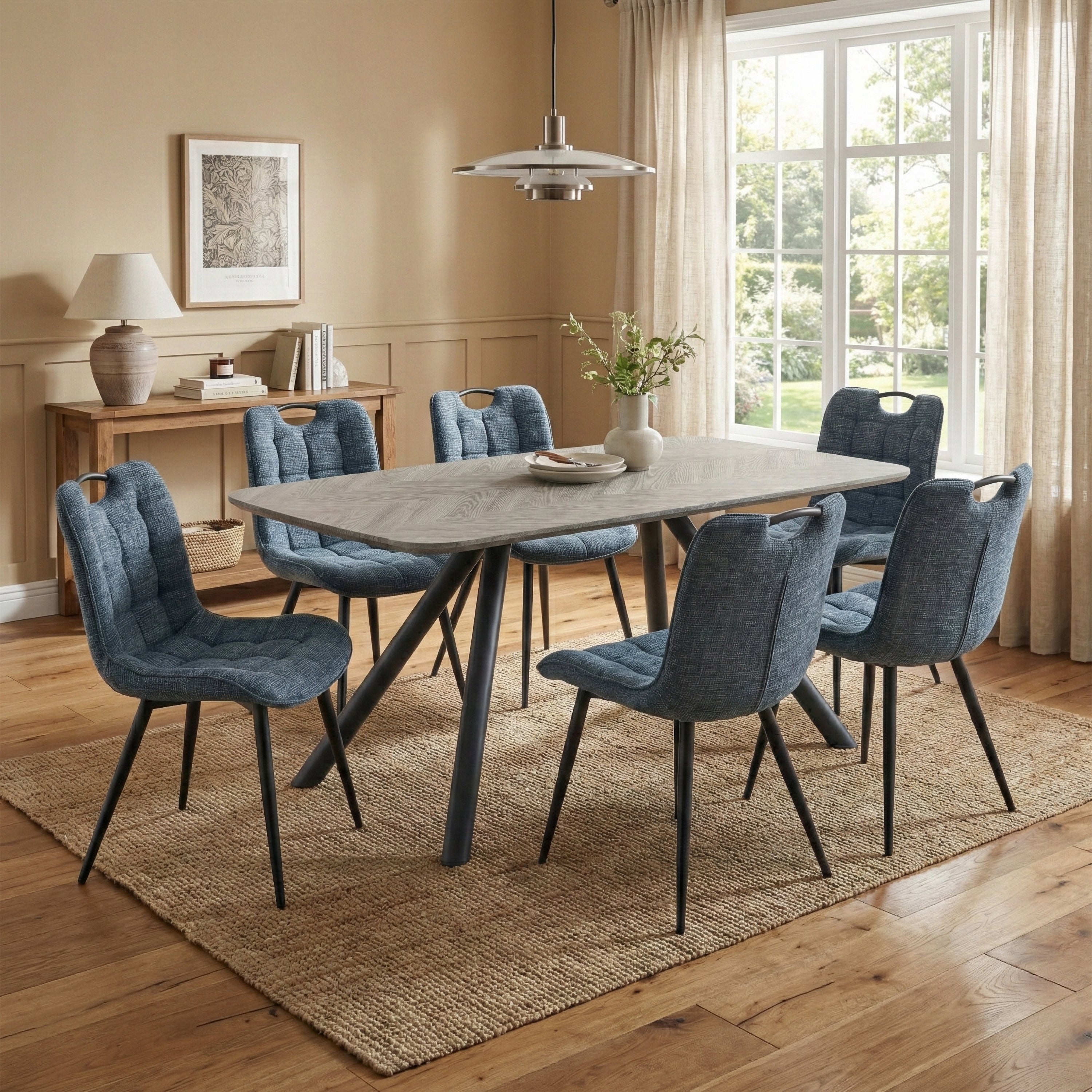 Symphony 160cm Dining Set - Navy Dining Chairs