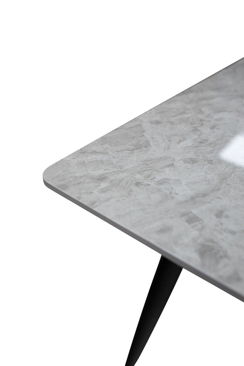 Riga 1.6m Dining Table – Italy Grey with Black Legs, Modern Elegance