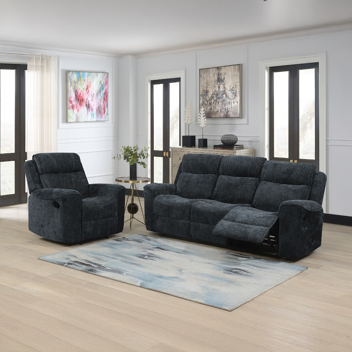Sandhurst 3 Seater Recliner Dark Grey