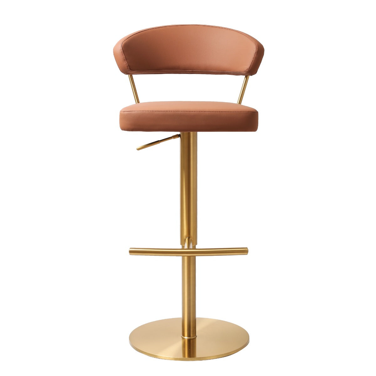 Strata Barstool Gold Saddle Brown PU