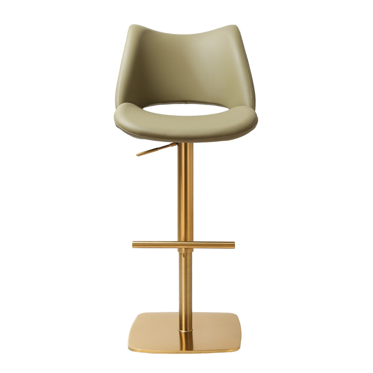 Contour Barstool Gold β Olive PU with Gas-Lift Height Adjustment