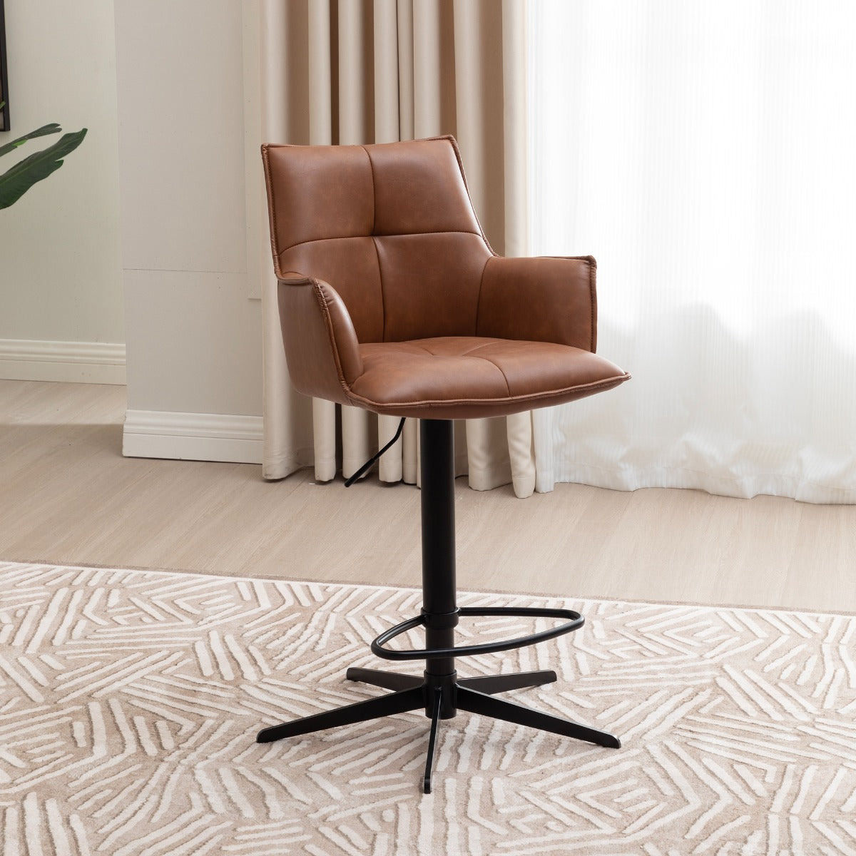 Set of 2 Jacob Bar Stool Tan PU