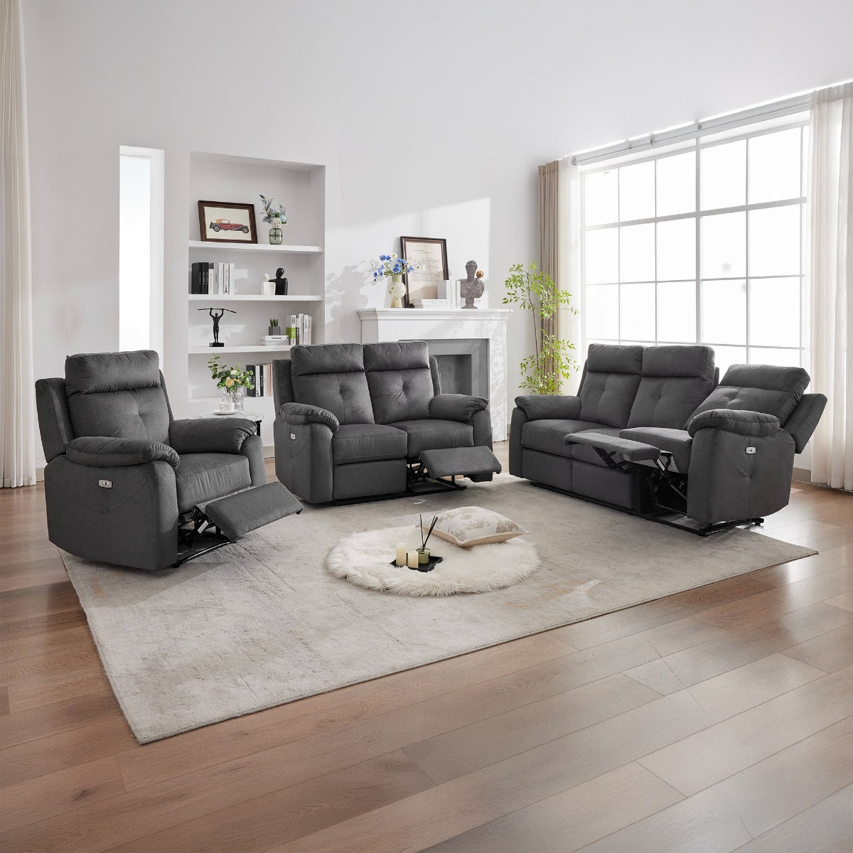 Palermo 3+1+1 Fabric Suite Anthracite (Electric)