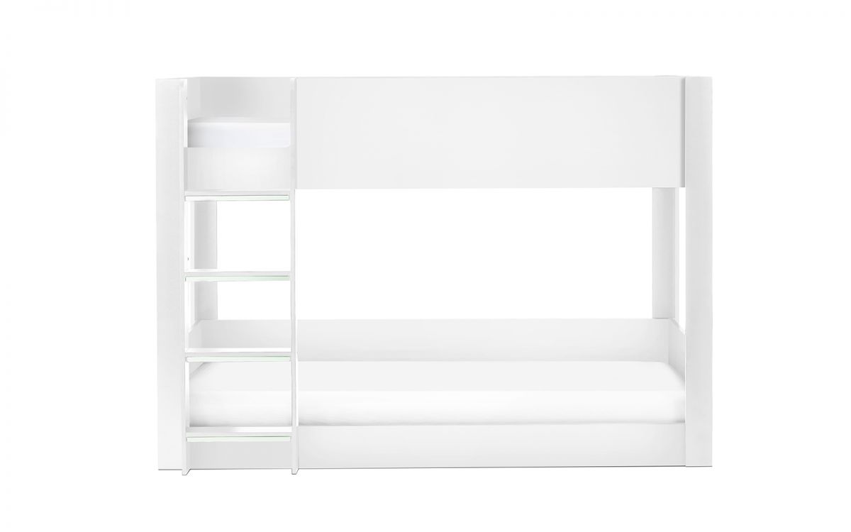 Solomon Bunk Bed - All White | Stylish Glow-in-the-Dark Bunk Bed for Kids