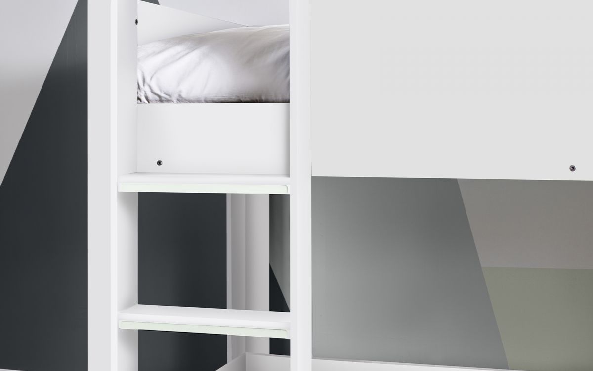 Solomon Bunk Bed - All White | Stylish Glow-in-the-Dark Bunk Bed for Kids