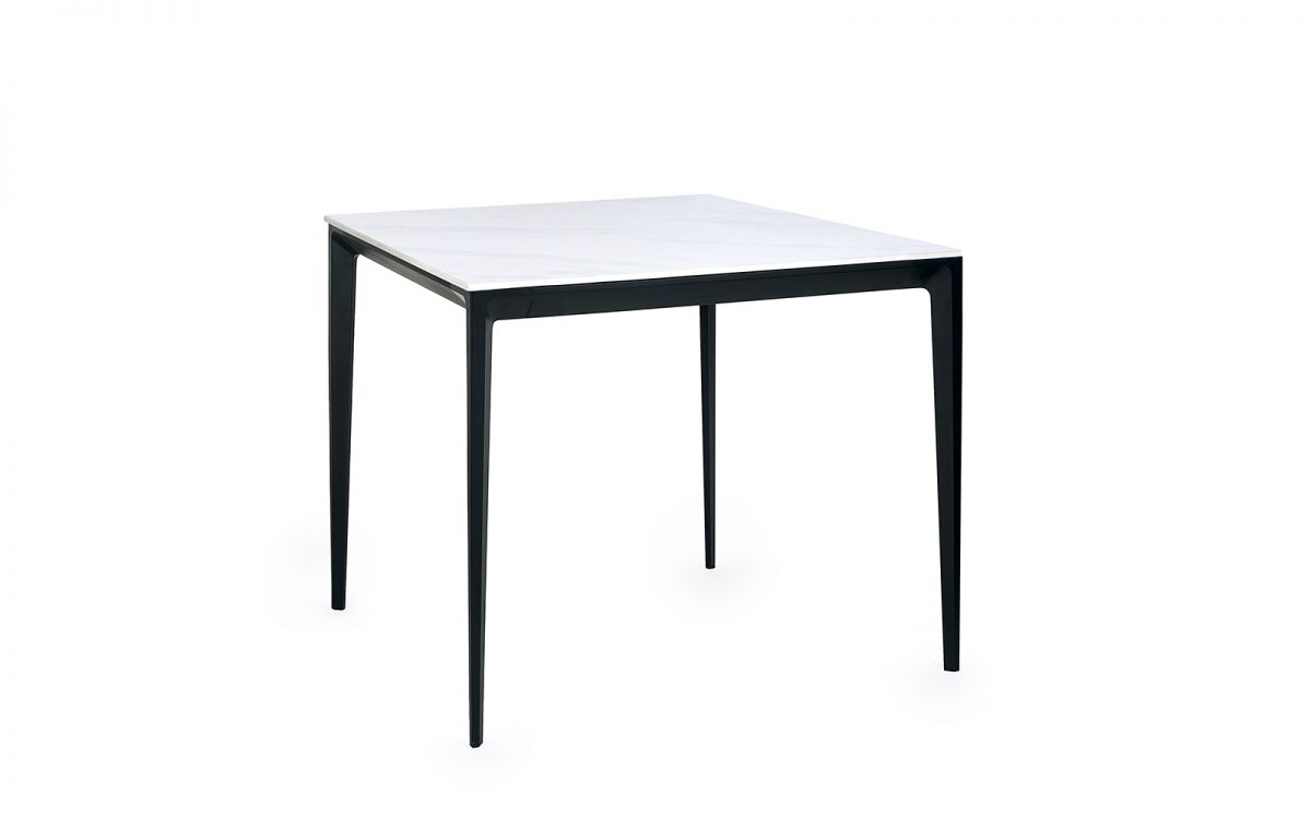 Miami Square Stone Top Dining Table – White Marble with Sleek Metal Frame