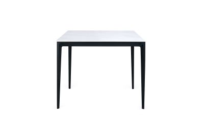 Miami Square Stone Top Dining Table – White Marble with Sleek Metal Frame