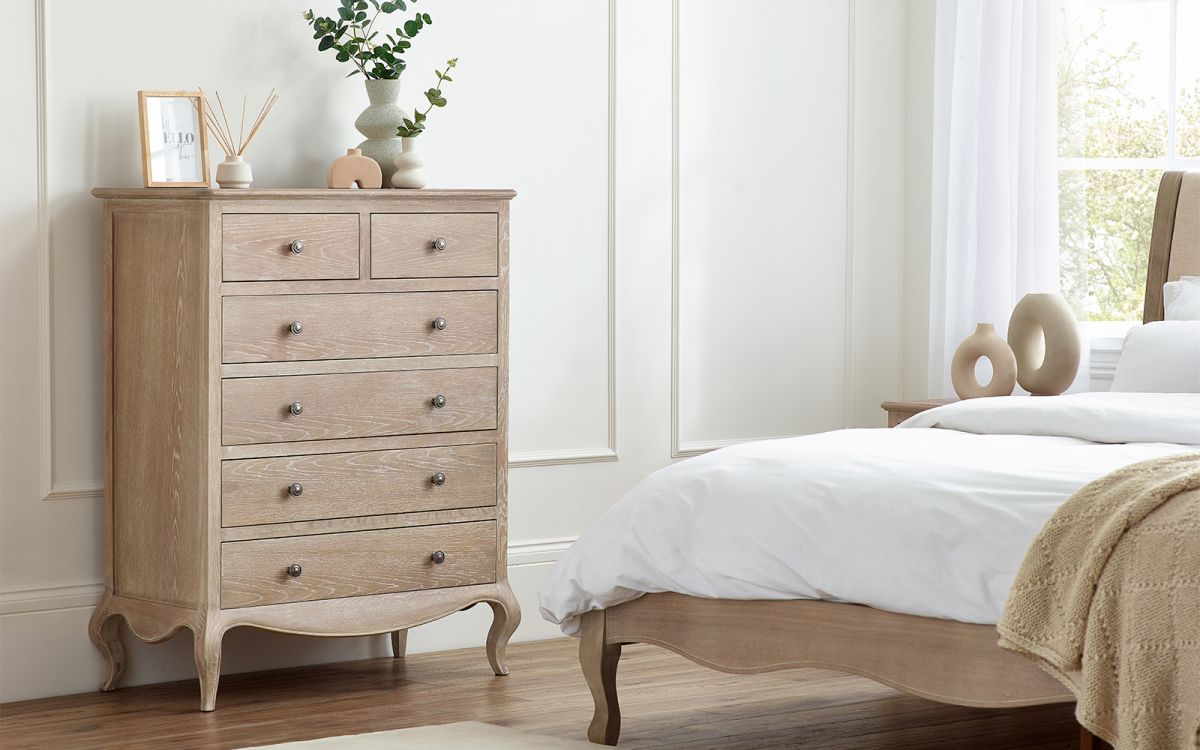 Camille 4+2 Drawer Chest – French-Inspired Design in Limed Oak | Elegant Storage Solution (Pre-order for August delivery)