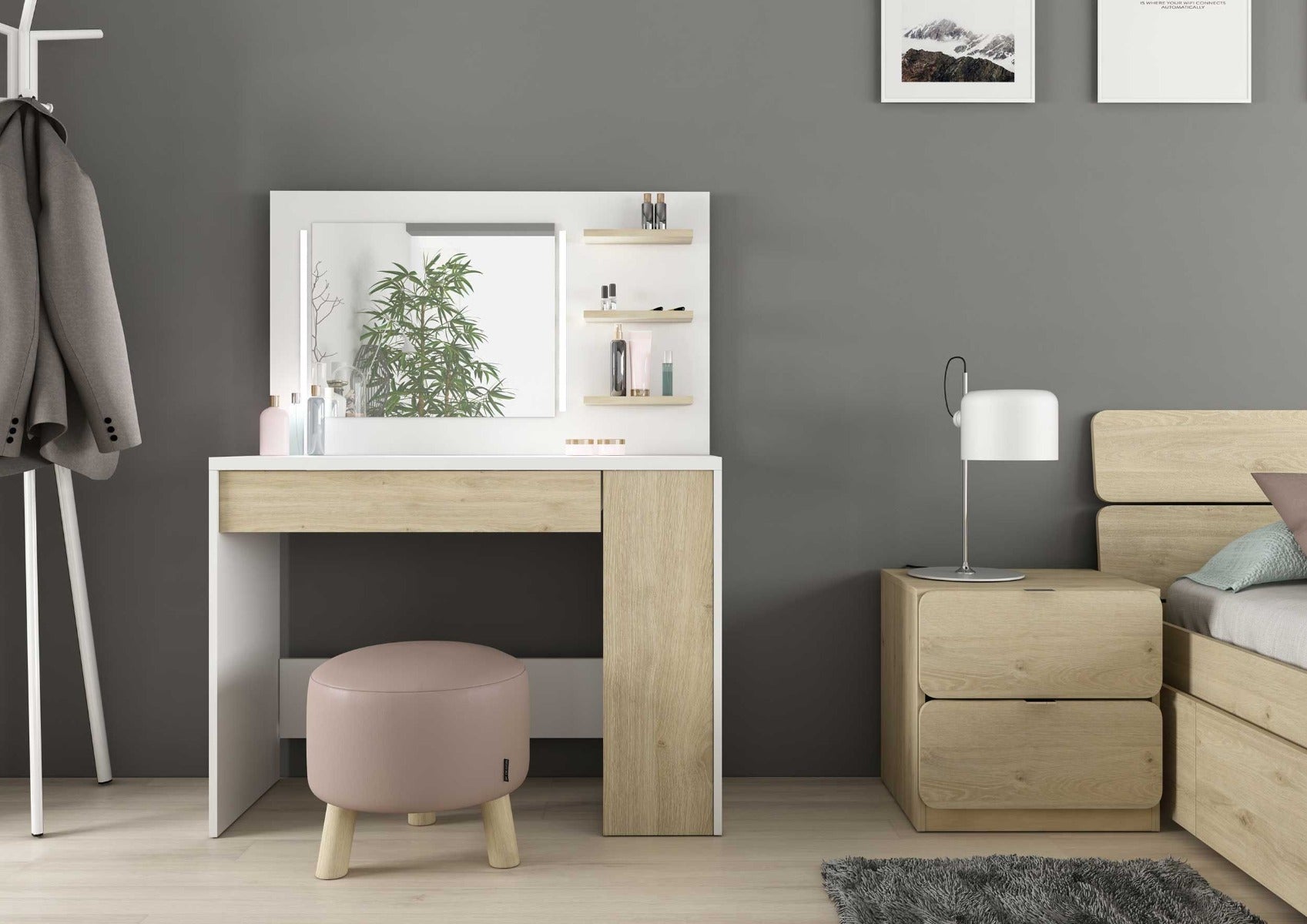 Metro Dressing Table – Natural Oak/White | Stylish Vanity for Teens (Pre-Order Only)