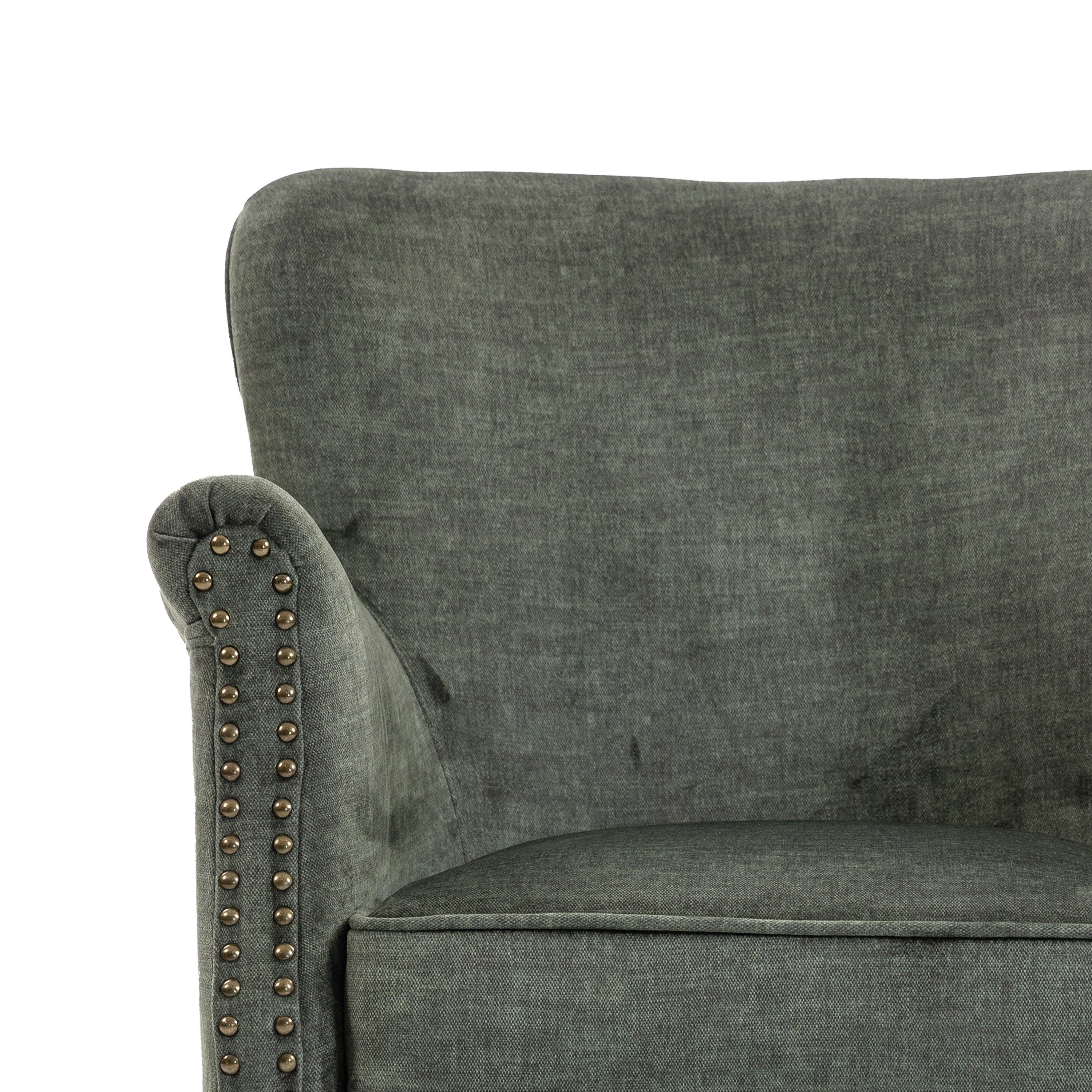 Harlow Armchair – Vogue Winter Moss with Brass Studding