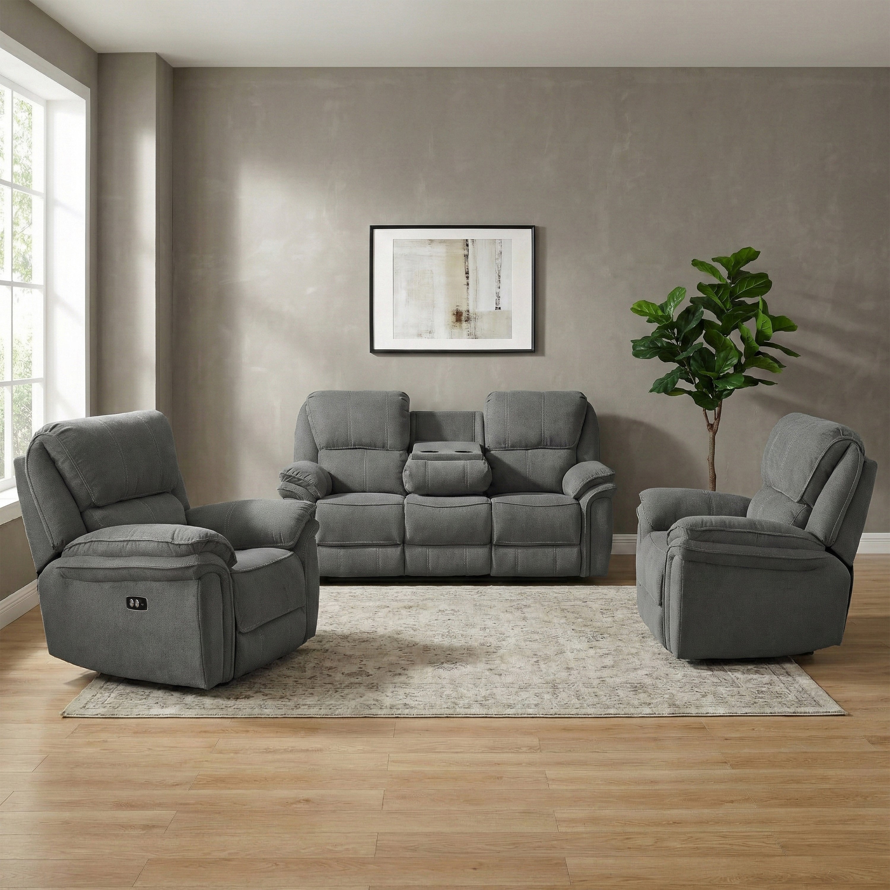Westbury Electric Reclining 3+1+1 Suite Stone