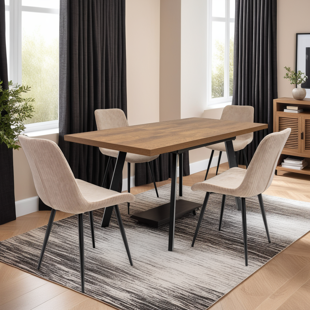 PANAMA Dark Oak 1.2m (+0.4m) Extending Dining Table – Contemporary Design with One-Hand Extension Mechanism