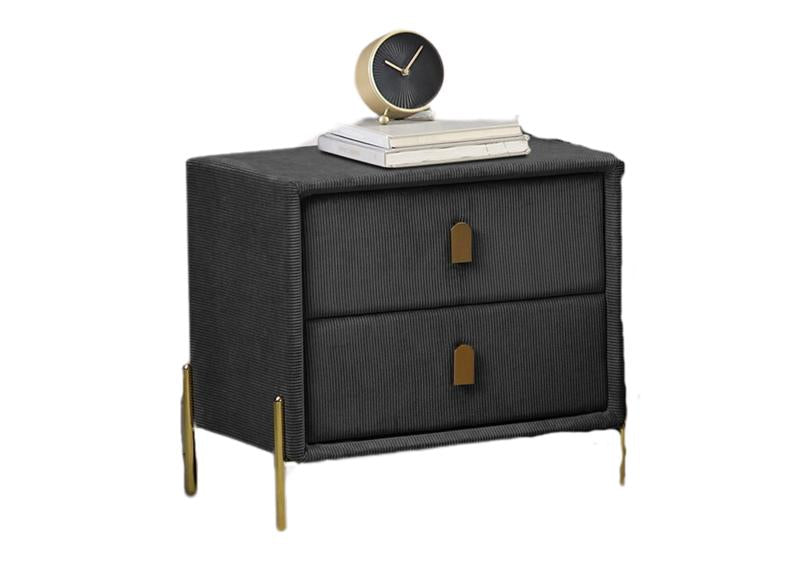 Waterford Green Fabric Bedside Table – Upholstered Nightstand with Drawer Storage