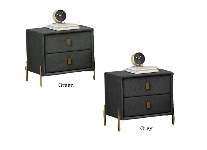 Waterford Green Fabric Bedside Table – Upholstered Nightstand with Drawer Storage