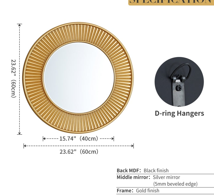 GD005 Circular Mirror – Gold Framed 60x60cm