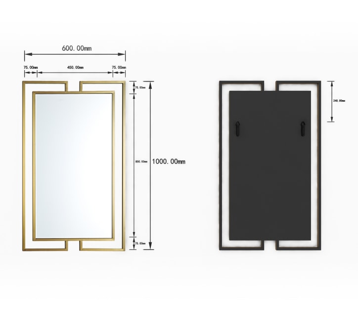 GD007 Rectangular Mirror – 100x60cm with Elegant Gold Framing