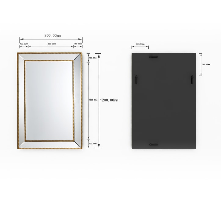 GD009 Mirror – 120x80cm with Gold Beaded Frame