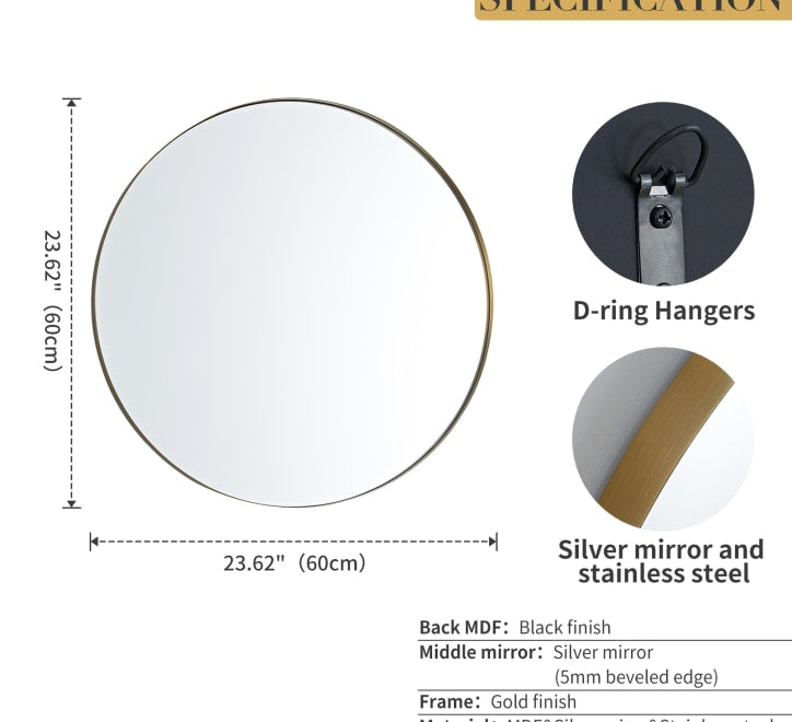 GD010 Circular Mirror – 60x60cm Gold Framed