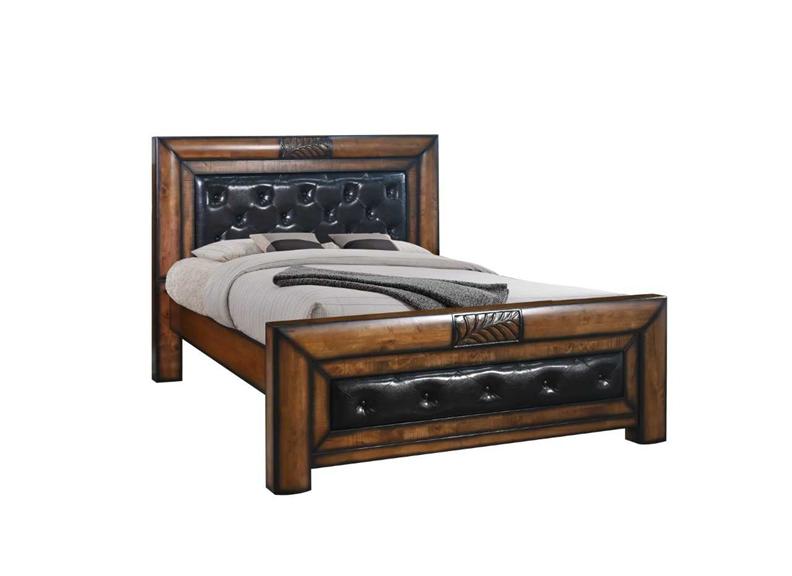 Paris Dark Wood Bedframe – Elegant Solid Wood Bedroom Frame with Fabric Inlayed Headboard