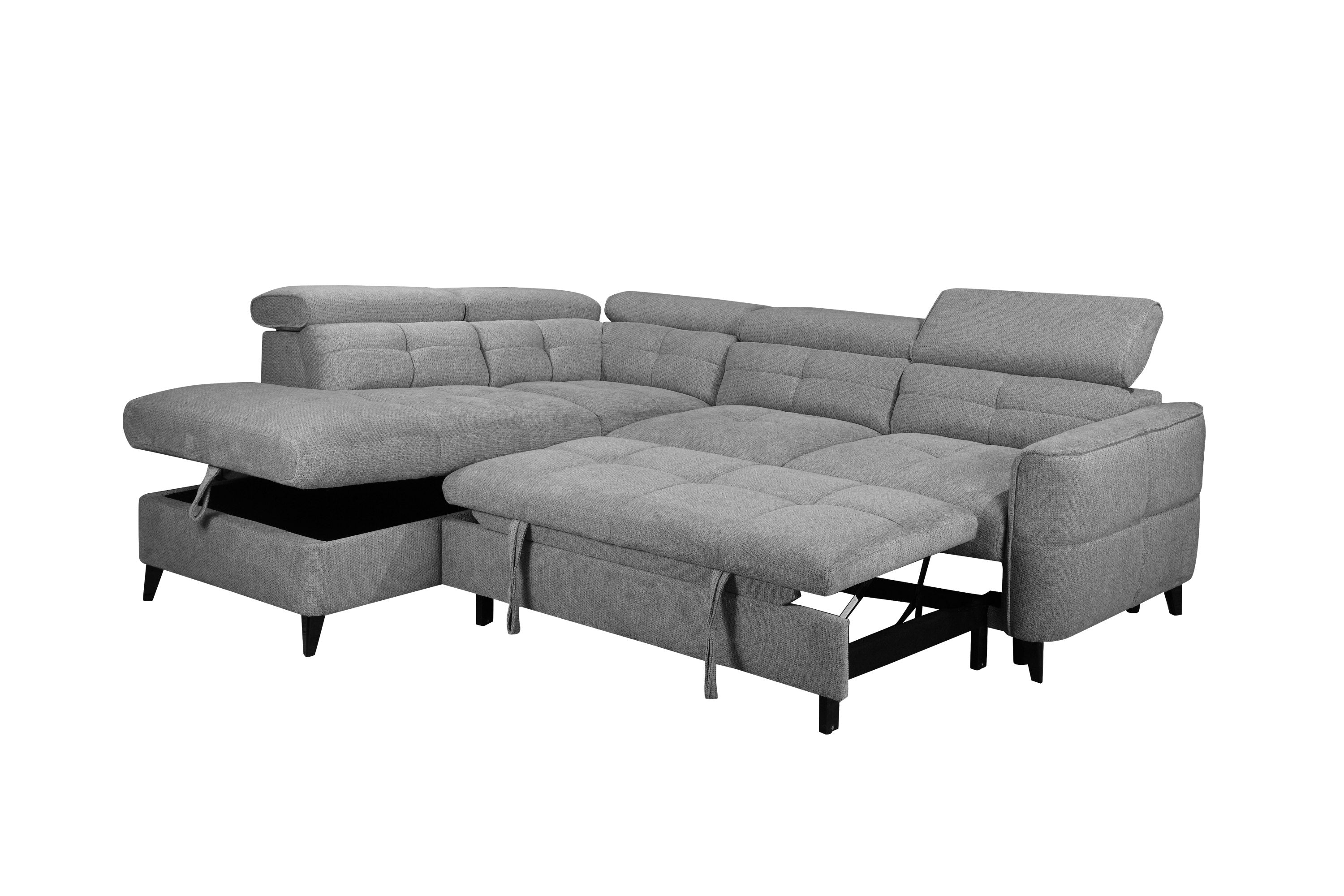 Sophie Corner Sofa – Grey LHF with Adjustable Headrests
