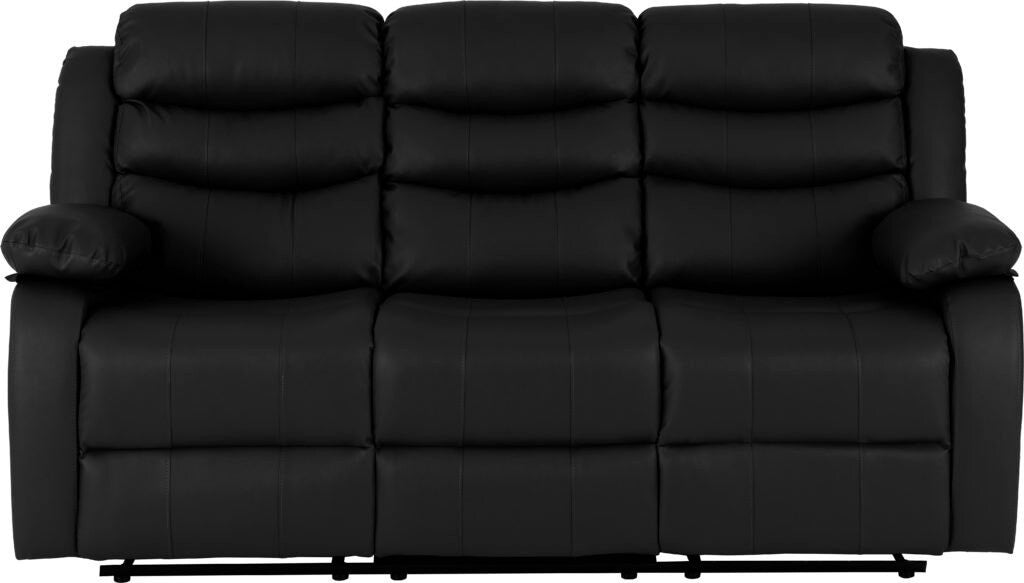 Roma 3 Seater Recliner Sofa Black Faux Leather - image 4
