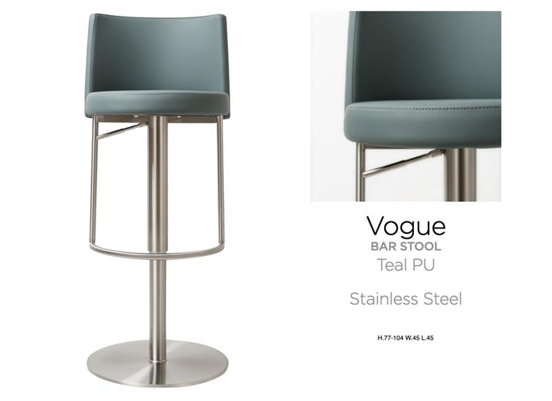 Vogue Barstool S/Steel Teal PU