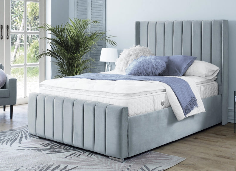 Zara Velvet Bed – Upholstered Frame with Optional Ottoman Storage