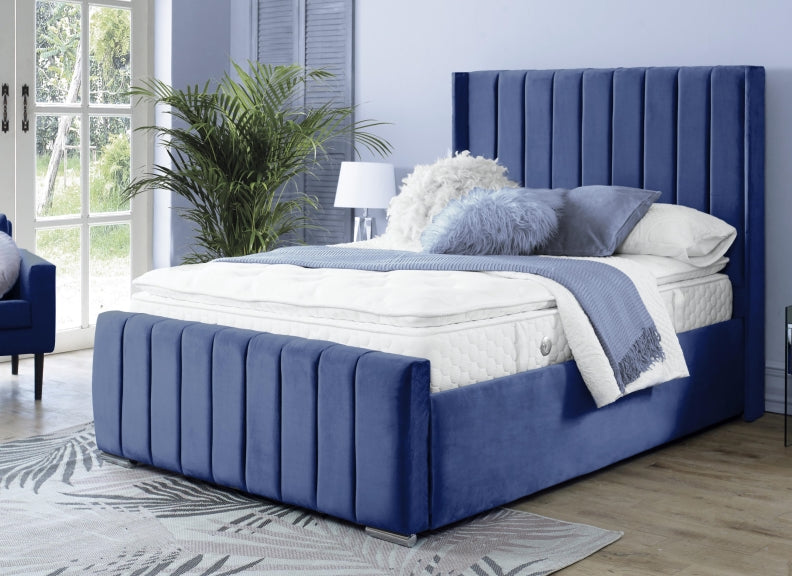 Zara Velvet Bed – Upholstered Frame with Optional Ottoman Storage