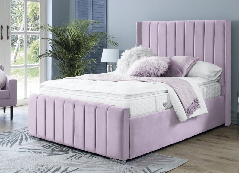 Zara Velvet Bed – Upholstered Frame with Optional Ottoman Storage