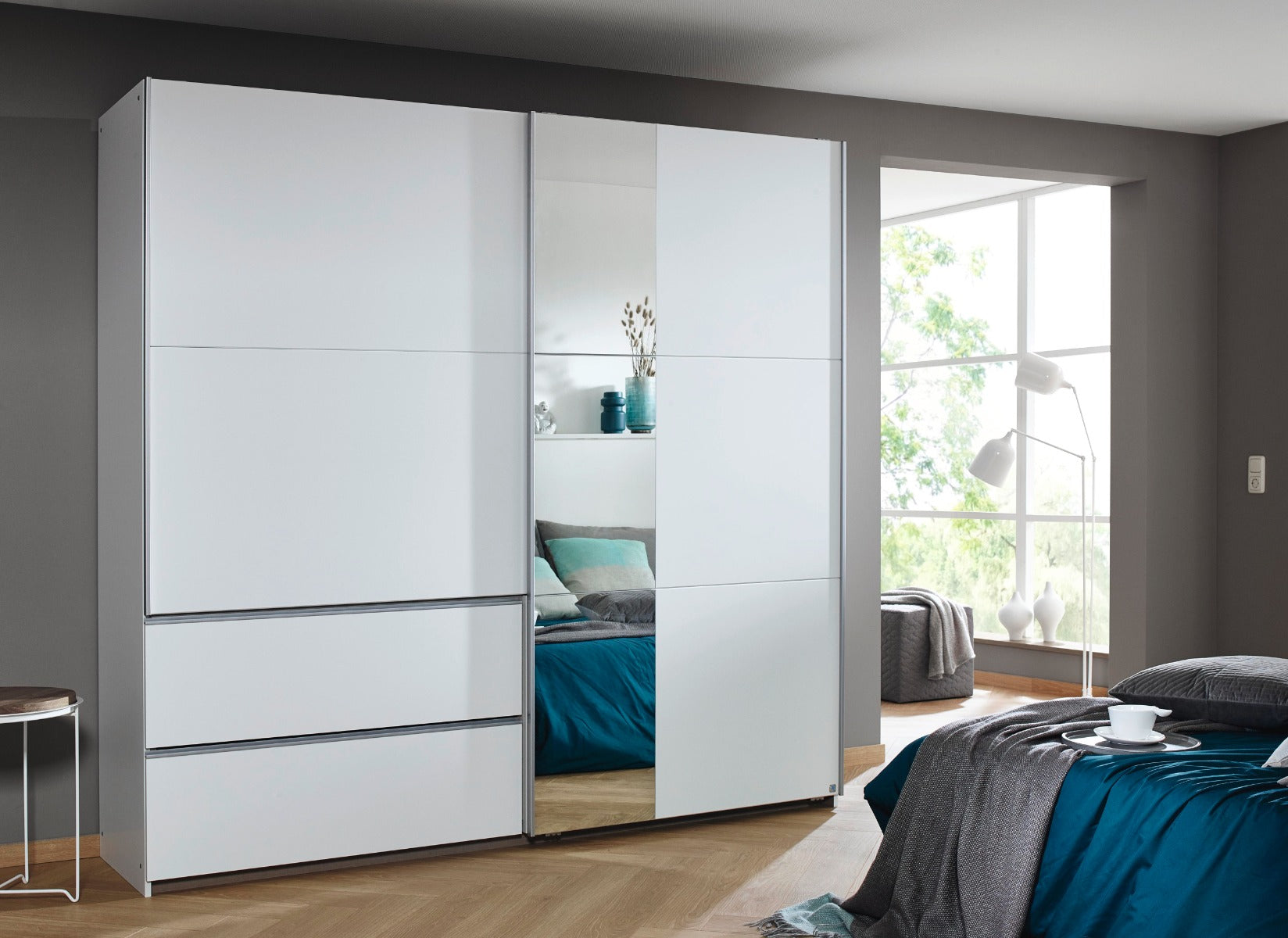 Sevilla Wardrobe with Sliding Doors – White with Mirror Manager Special