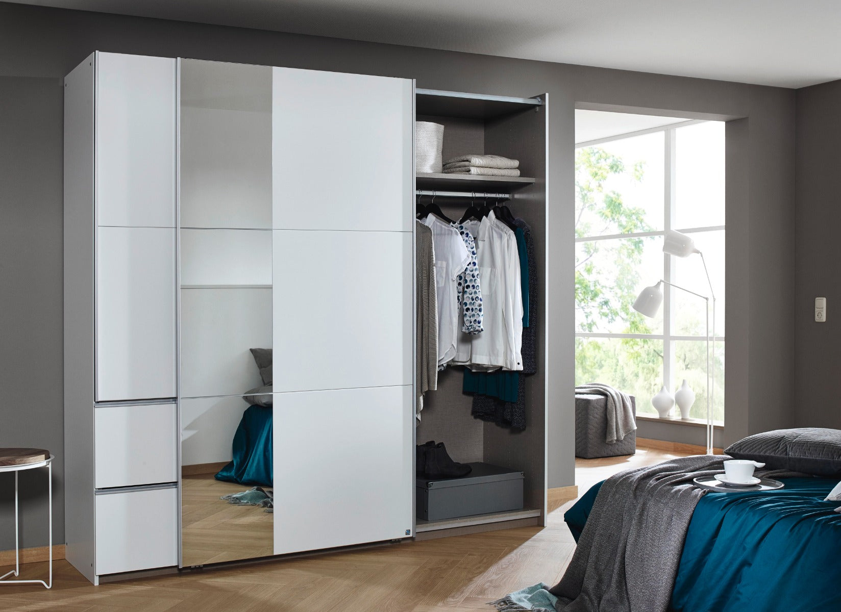 Sevilla Wardrobe with Sliding Doors – White with Mirror Manager Special