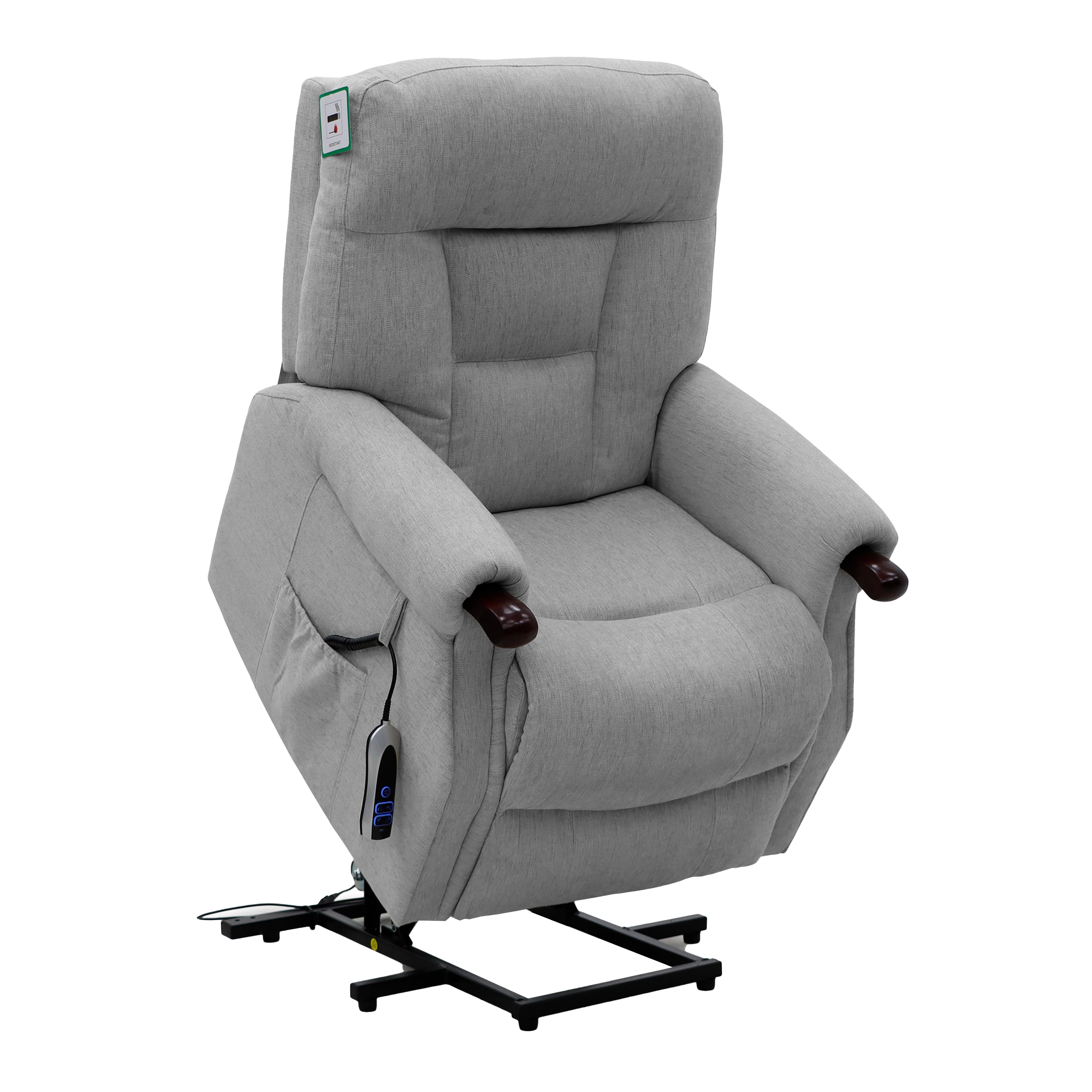 Astoria Dual Motor Lift & Tilt Chair – Silver Fabric with USB Charger