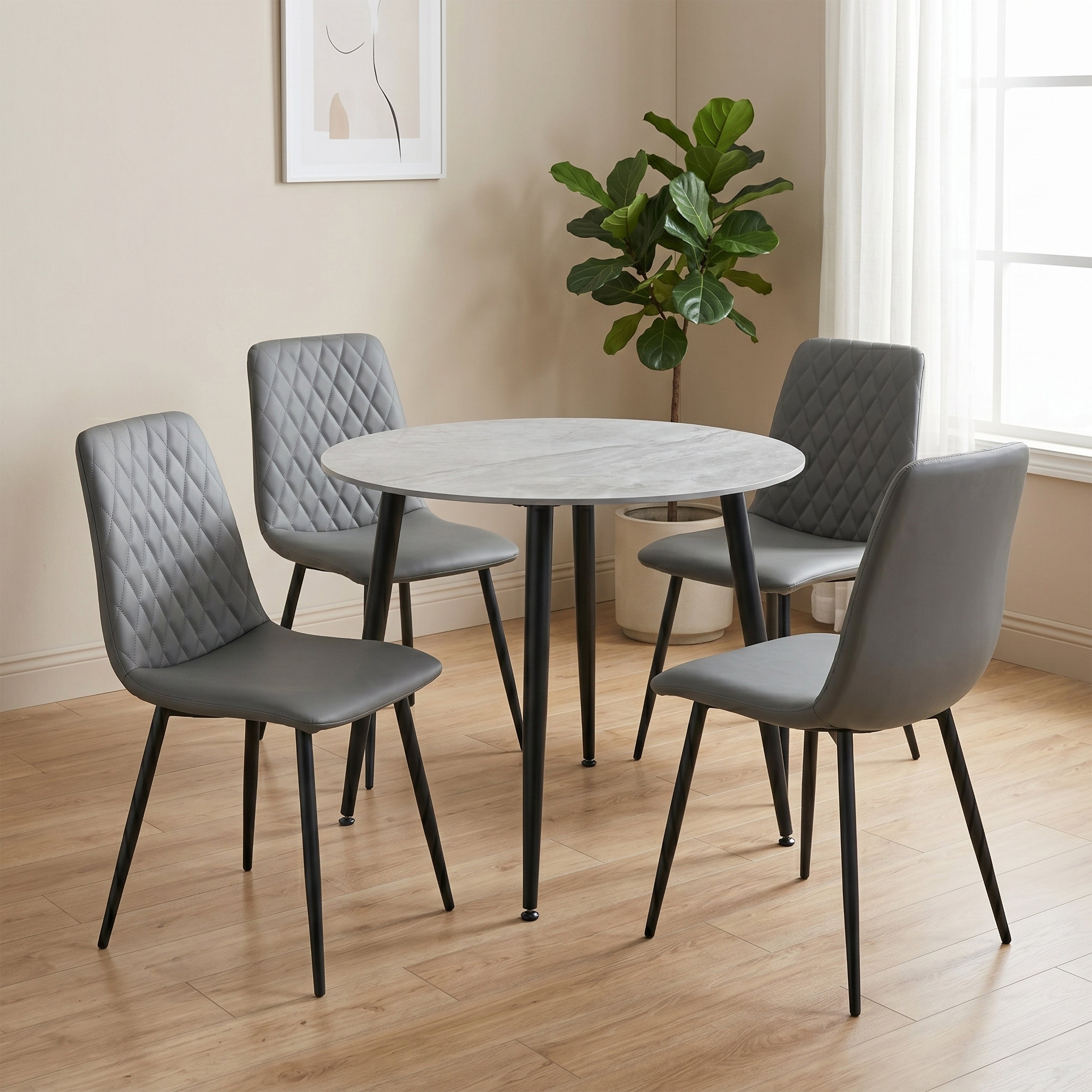 Argenta 90cm Dining Set - Dark Grey Chairs
