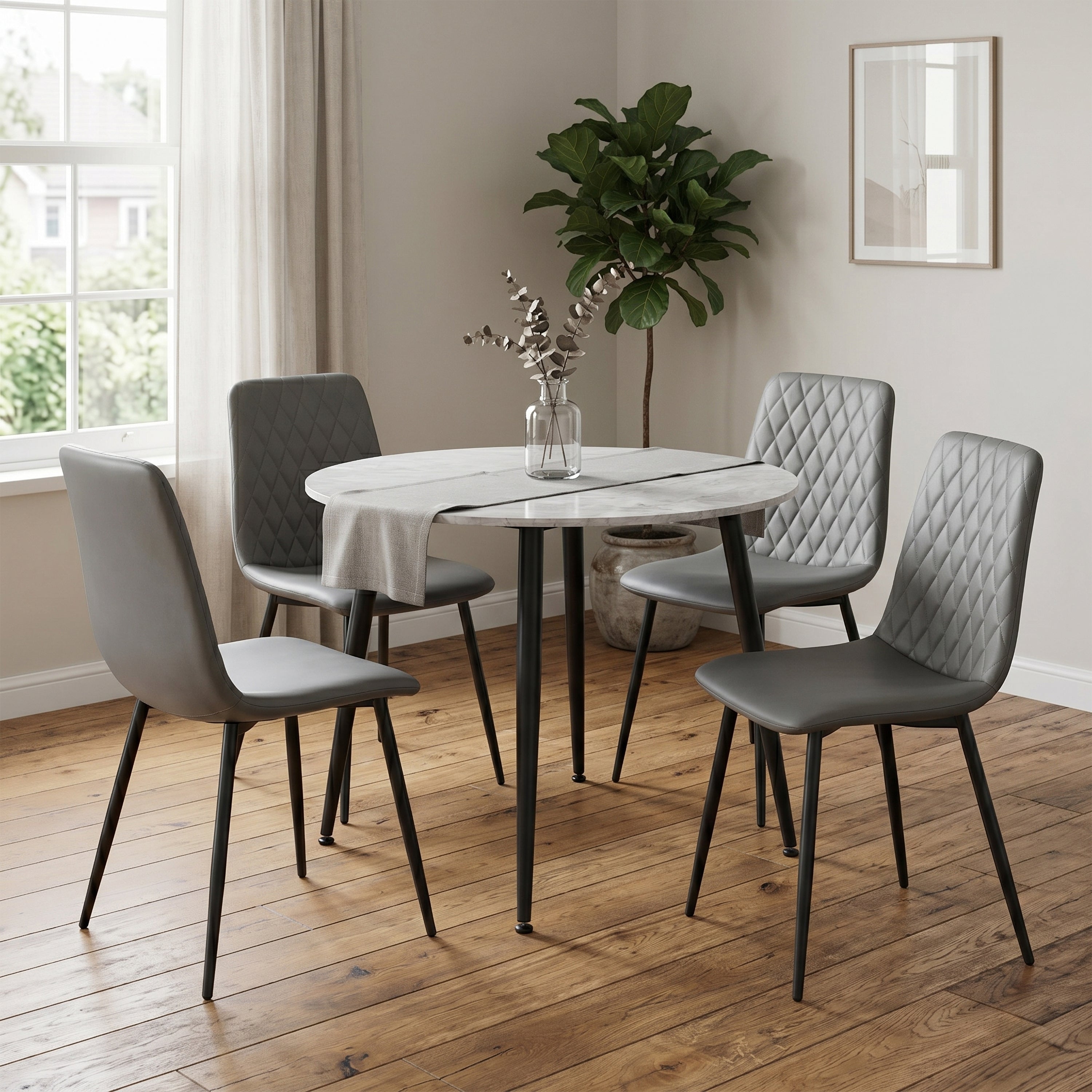 Argenta 90cm Dining Set - Dark Grey Chairs