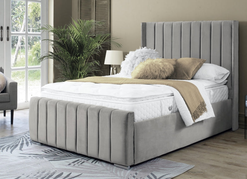 Zara Velvet Bed – Upholstered Frame with Optional Ottoman Storage