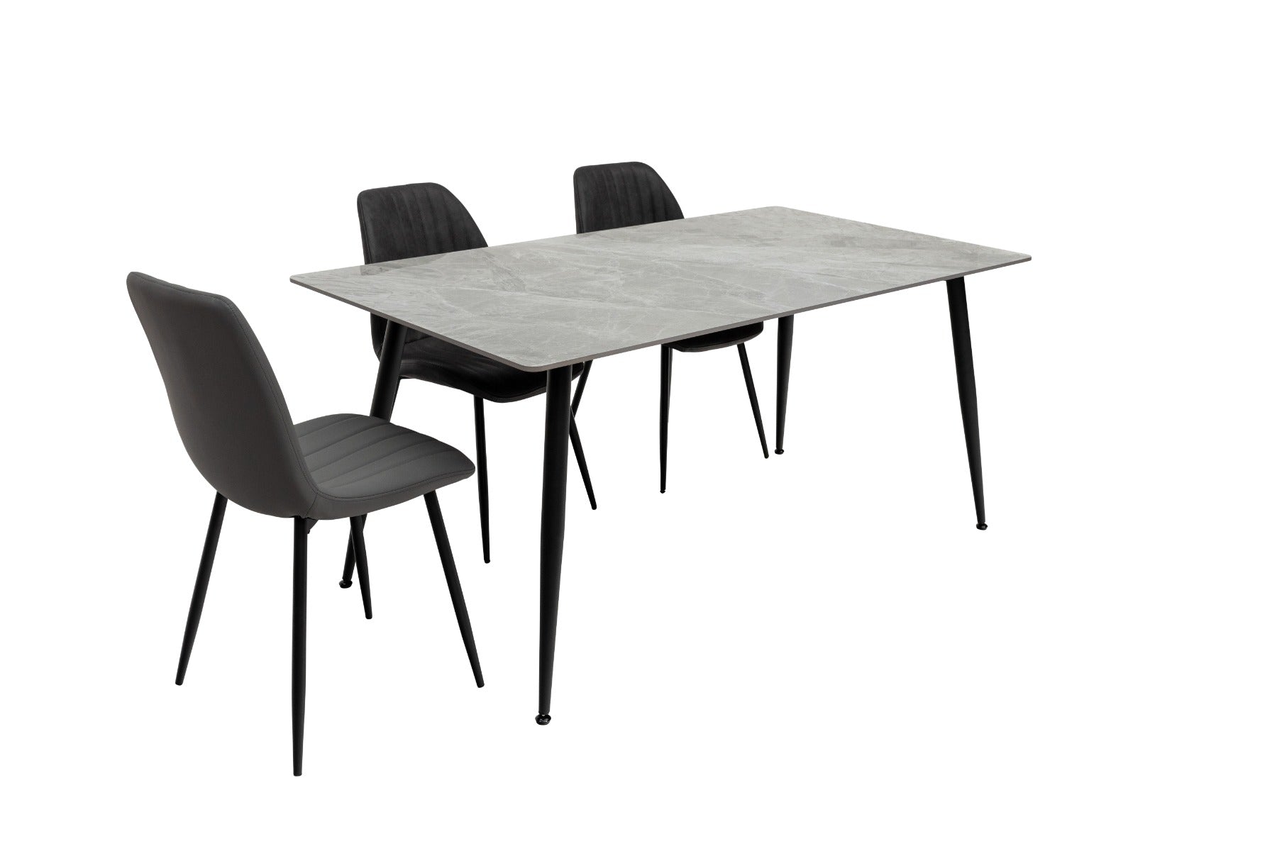 Riga 1.3m Dining Table – Italy Grey with Black Legs, Modern Simplicity