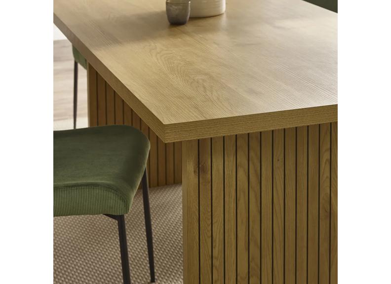 Arundel Dining Table & Four Leonie Chairs – Light Oak Effect with Velvet Upholstery