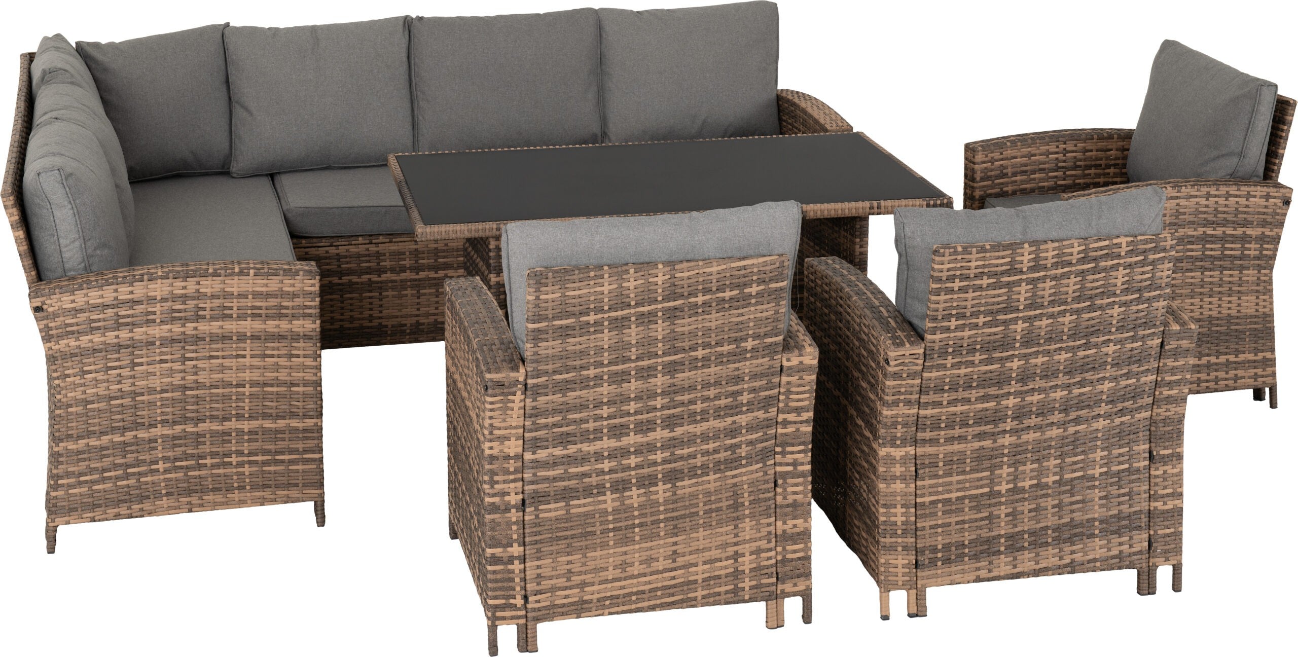 Aspen Corner Garden Furniture Set Brown Rattan/Grey Fabric