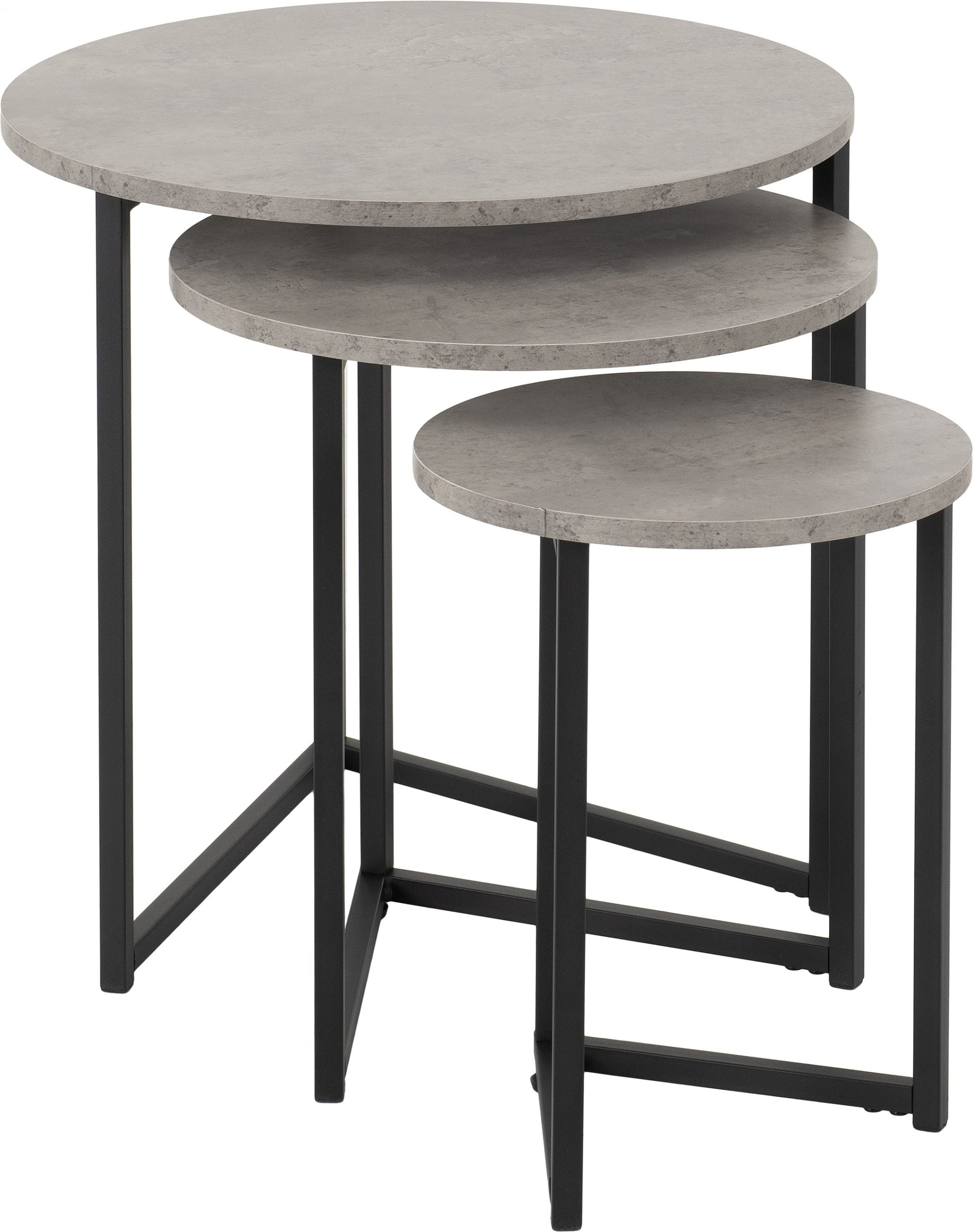 Athens Round Nest of Tables Concrete Effect/Black