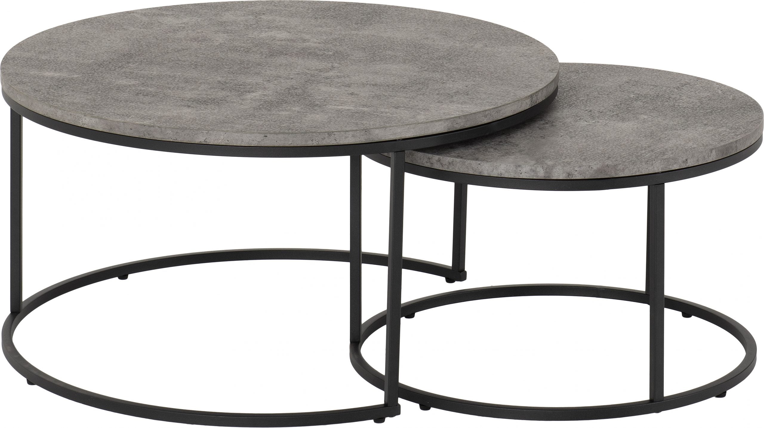 Athens Round Coffee Table Set Concrete Effect/Black