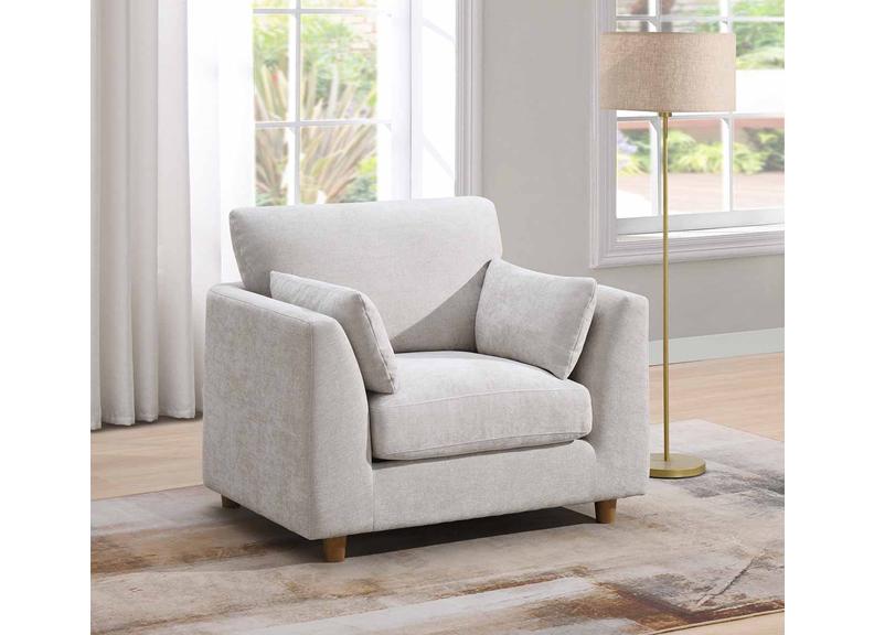 Alina Pearl Fabric Armchair with Bolster Cushions