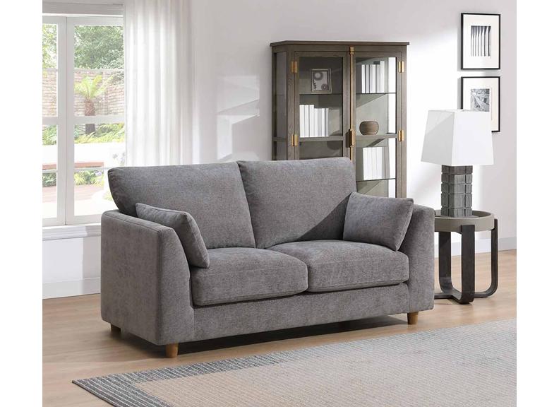 Alina Stone Fabric 2 Seat Sofa with Bolster Cushions