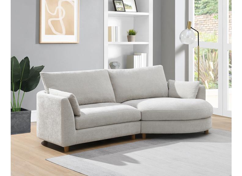 Alina Pearl Fabric Sofa with Right-Hand Chaise