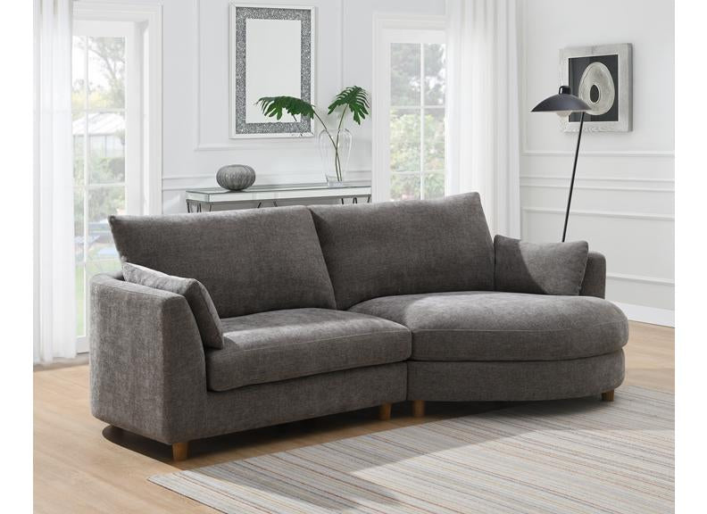 Alina Stone Fabric Sofa with Right-Hand Chaise