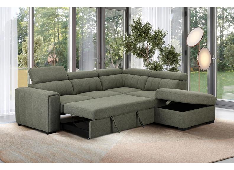 August Turtle Green Corner Sofa Bed with Storage (Pre-Order)