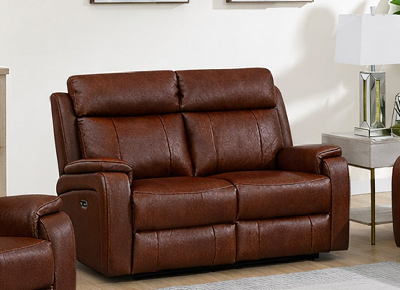 Banbury Tan Half-Leather Powered Reclining 2 Seat Sofa